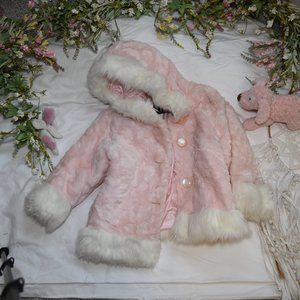 Girls Pink Winter Fur Coat